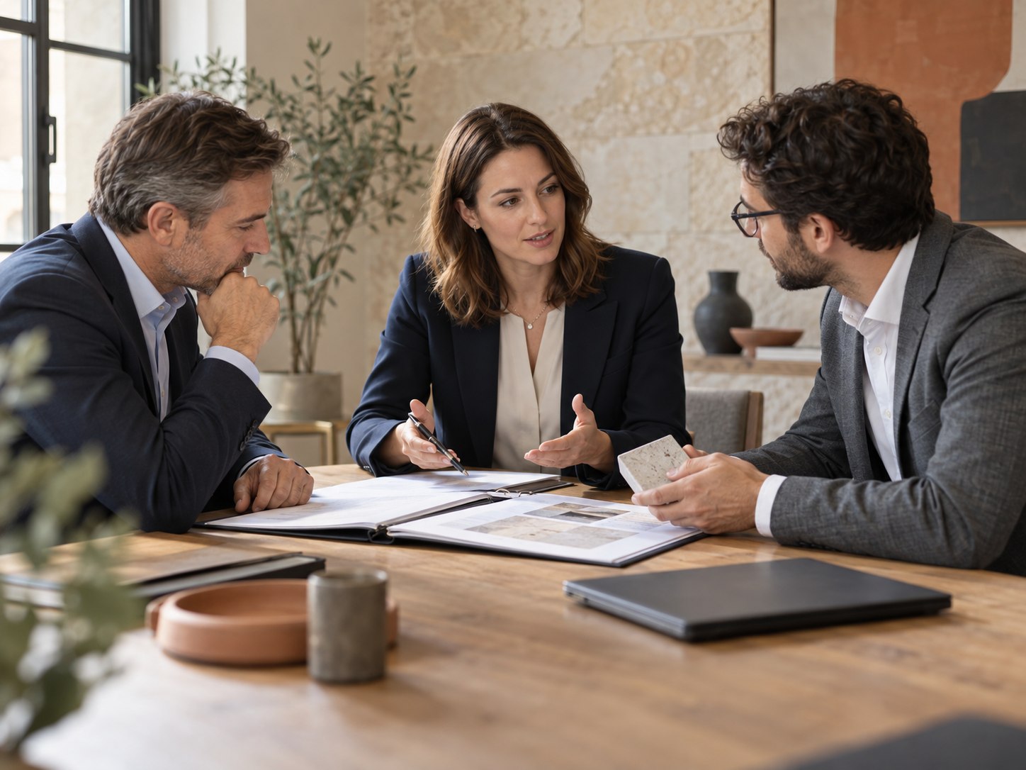 An intermediary coordinating a buyer and supplier discussion