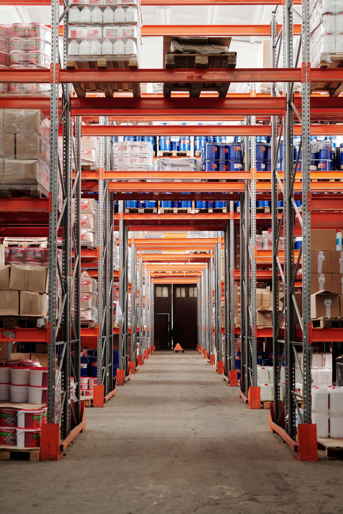 Warehouse shelving and goods ready for distribution